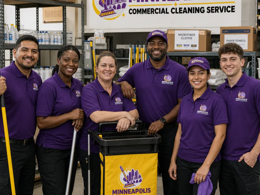 Industrial cleaning crew servicing a Minneapolis warehouse facility